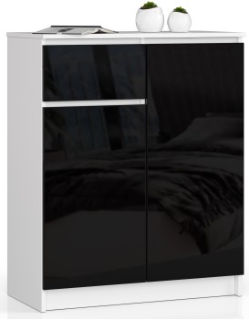 Komoda Kiara 80 cm 2 skříňky a 1 šuplík bílá/černá