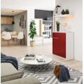 Komoda Kiara 80 cm 2 skříňky a 1 šuplík bílá/červená