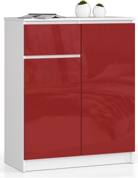 Komoda Kiara 80 cm 2 skříňky a 1 šuplík bílá/červená
