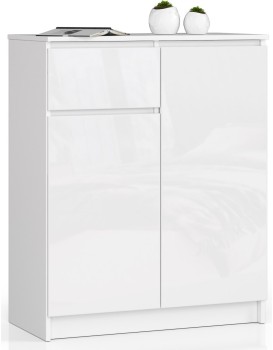 Komoda Kiara 80 cm 2 skříňky a 1 šuplík bílá lesk