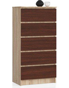 Komoda Kuba 60 cm - 5 šuplíků dub sonoma/wenge