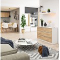 Komoda Kuba 120 cm 6 šuplíků bílá/dub sonoma