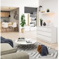 Komoda Kuba 120 cm 6 šuplíků bílá lesk