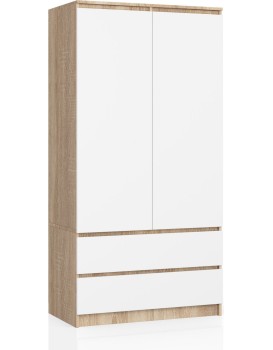 Šatní skříň Star 90 cm dub sonoma/bílá