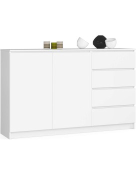 Komoda K013 160 cm bílá - 2 skříňky a 4 šuplíky