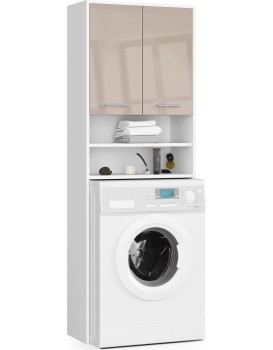 Koupelnová skříňka nad pračku Fin bílá/cappuccino lesk