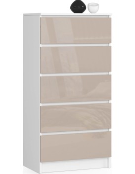 Komoda Kuba 60 cm - 5 šuplíků bílá/cappucino