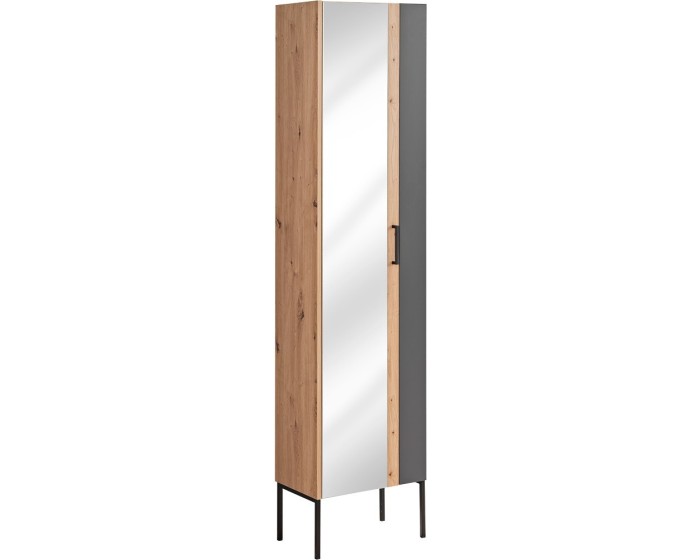 Koupelnová skříňka se zrcadlem vysoká Madera 803 1D dub artisan/grafit
