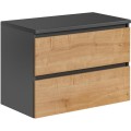 Závěsná skříňka pod umyvadlo Monako 821 2S 80 cm šedá/dub hamilton