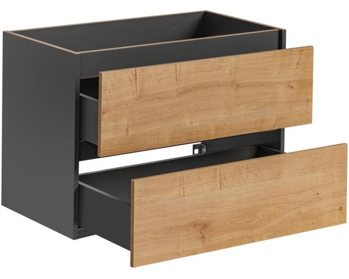 Závěsná skříňka pod umyvadlo Monako 821 2S 80 cm šedá/dub hamilton