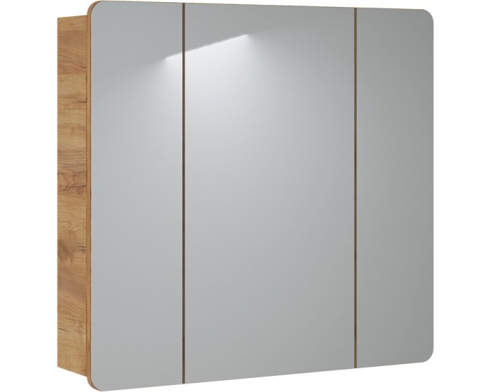 Závěsná koupelnová skříňka se zrcadlem Aruba 843 3D dub craft zlatý