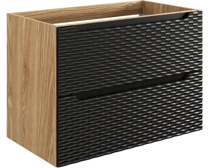 Závěsná skříňka pod umyvadlo Ocean 80 cm dub olejovaný/černá