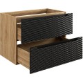 Závěsná skříňka pod umyvadlo Ocean 80 cm dub olejovaný/černá