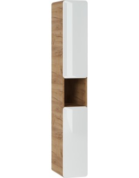 Koupelnová závěsná skříňka vysoká Aruba 805 2D dub craft zlatý/bílý lesk