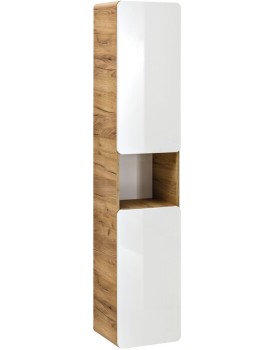 Koupelnová závěsná skříňka vysoká Aruba 800 2D dub craft zlatý/bílý lesk
