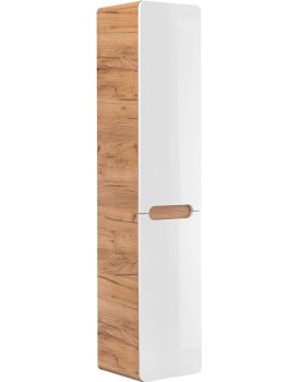 Koupelnová skříňka s košem na prádlo Aruba 804 2D dub craft zlatý/bílý lesk