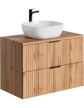 Závěsná skříňka Casad Smile s deskou a umyvadlem 80 cm dub wotan