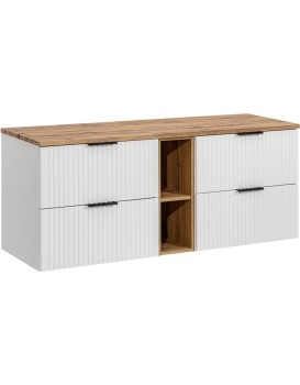 Závěsná skříňka pod umyvadlo Casad s deskou 140 cm bílá/dub wotan