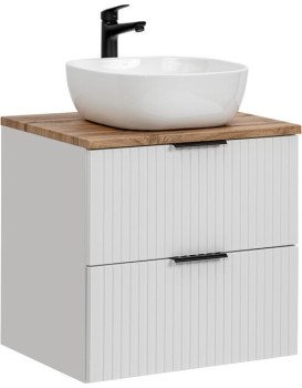 Závěsná skříňka Casad Smile s deskou a umyvadlem 60 cm bílá/dub wotan