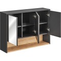Závěsná koupelnová skříňka se zrcadlem Borneo Cosmos 845 3D šedá/dub artisan