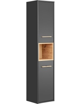 Koupelnová závěsná skříňka vysoká Borneo Cosmos 800 2D šedá/dub artisan