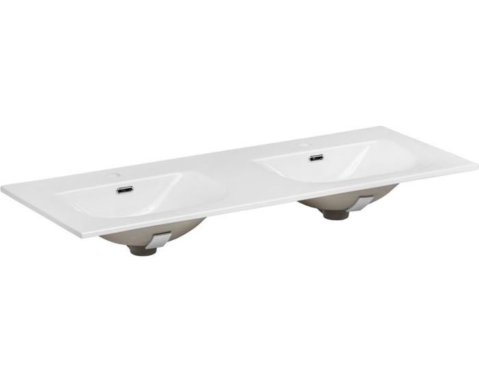 Dvojité keramické zápustné umyvadlo Sky 120 cm bílé