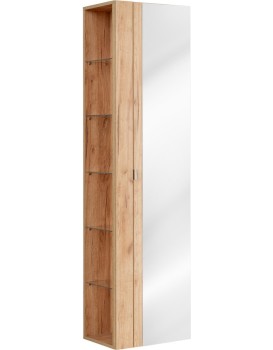 Koupelnová skříňka sloupek se zrcadlem Capri 803 1D dub kraft zlatý