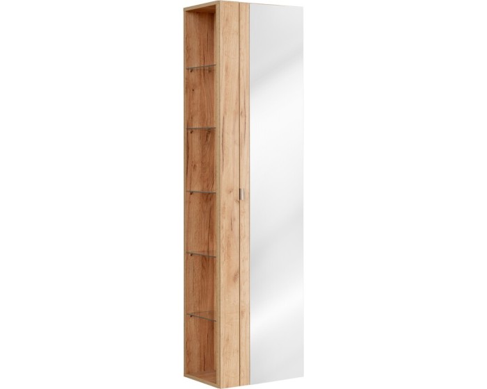 Koupelnová skříňka sloupek se zrcadlem Capri 803 1D dub kraft zlatý