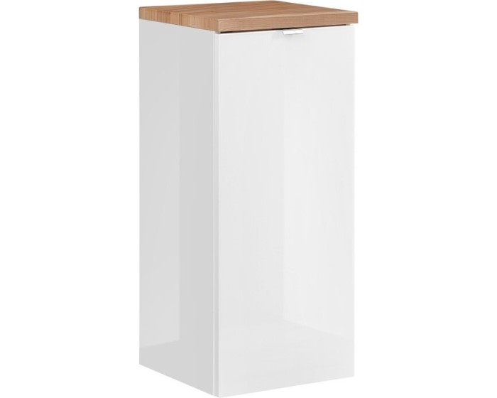 Koupelnová skříňka s košem na prádlo Capri 811 1D bílý lesk/dub kraft zlatý