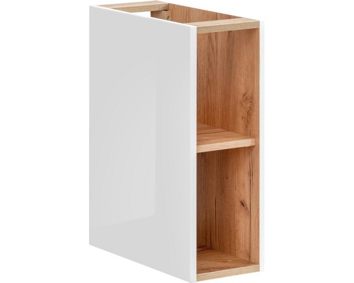 Závěsný koupelnový regál Capri 810 bílý lesk/dub kraft zlatý