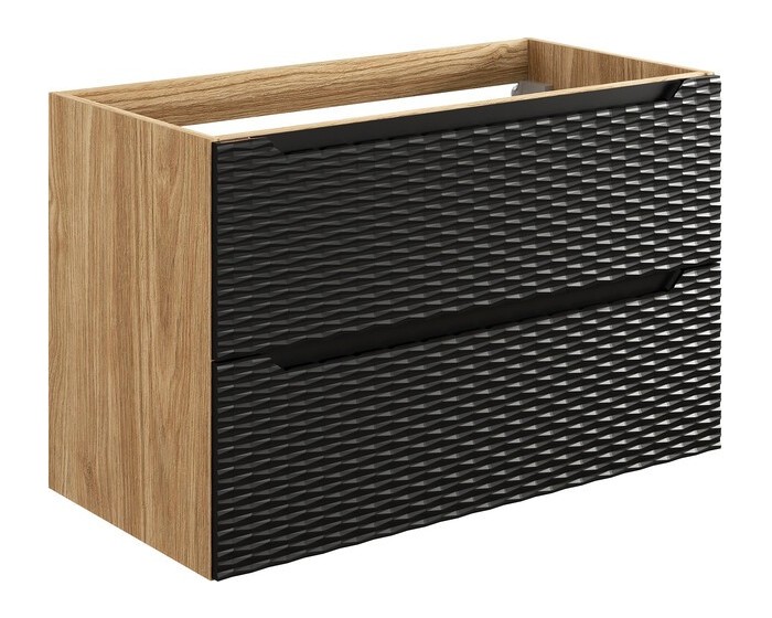 Závěsná skříňka pod umyvadlo Ocean 90 cm dub olejovaný/černá
