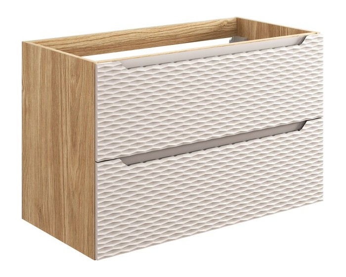 Závěsná skříňka pod umyvadlo Ocean 90 cm dub olejovaný/béžová