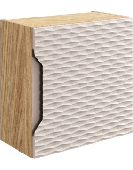 Závěsná koupelnová skříňka Ocean 35 cm 1DQ dub olejovaný/béžová