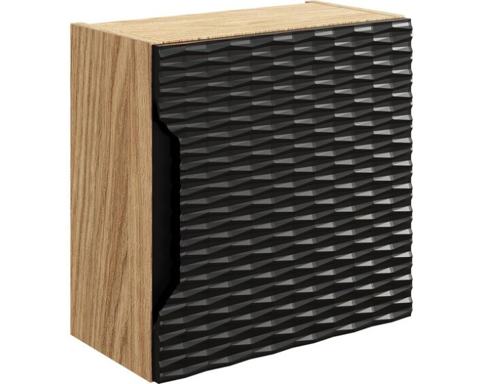 Závěsná koupelnová skříňka Ocean 35 cm 1DQ dub olejovaný/černá