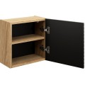 Závěsná koupelnová skříňka Ocean 35 cm 1DQ dub olejovaný/černá