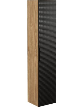 Vysoká závěsná koupelnová skříňka LUXOR BLACK 80-01-1D černá/dub olejovaný