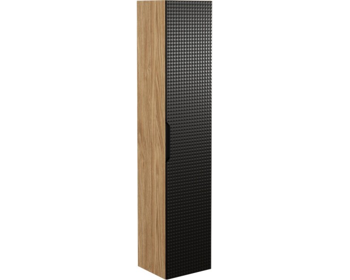 Vysoká závěsná koupelnová skříňka LUXOR BLACK 80-01-1D černá/dub olejovaný