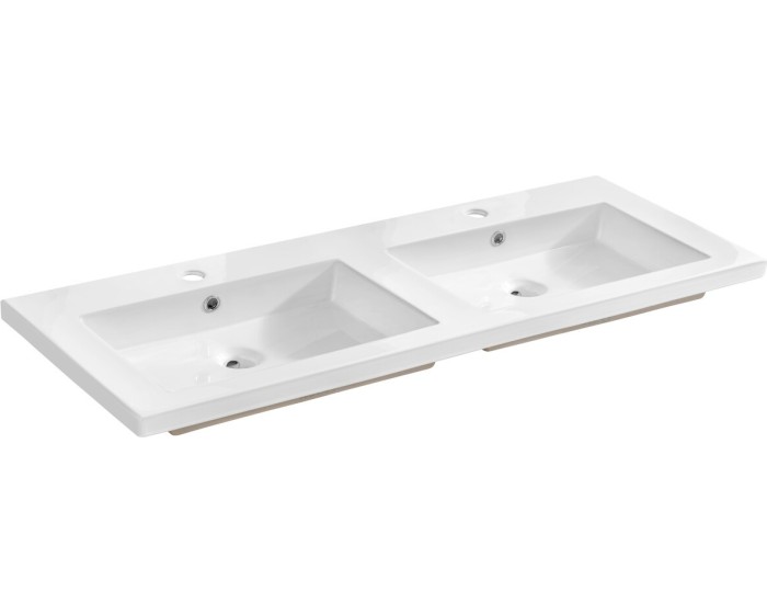 Dvojité keramické zápustné umyvadlo Spirit 120 cm bílé II