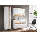Závěsná koupelnová skříňka se zrcadlem Bahama 843 3D alpská bílá/dub votan