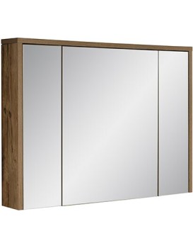 Závěsná koupelnová skříňka se zrcadlem Hampton Concrete 3D tmavý beton/dub hunton