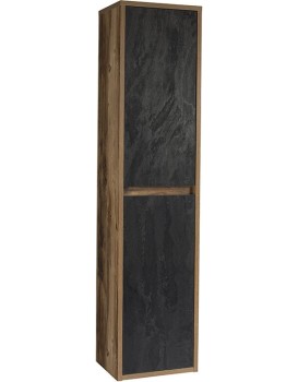 Koupelnová závěsná skříňka vysoká Hampton Concrete 2D tmavý beton/dub hunton