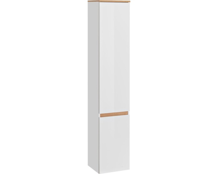 Koupelnová skříňka vysoká Platinum 800 2D alpská bílá/dub kraft zlatý