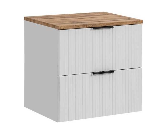 Závěsná skříňka Casad s deskou 60 cm bílá/dub wotan