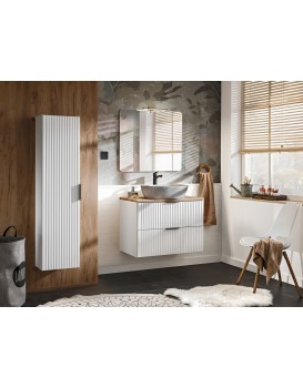 Koupelnová sestava Casad 80 cm s umyvadlem, skříňkami a zrcadlem bílá/dub wotan