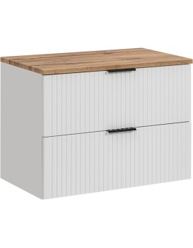 Závěsná skříňka Casad s deskou 80 cm bílá/dub wotan