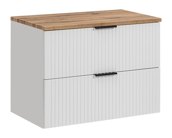 Závěsná skříňka Casad s deskou 80 cm bílá/dub wotan
