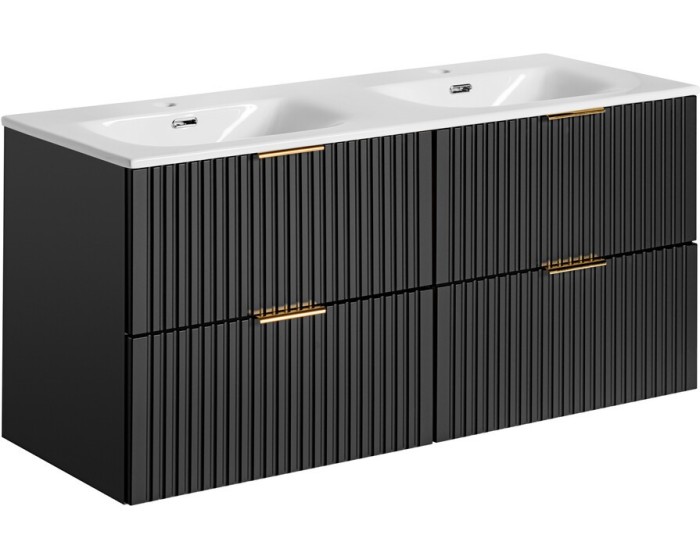 Závěsná skříňka Casad Sky se zápustným umyvadlem 120 cm černá/bílá