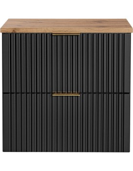 Závěsná skříňka pod umyvadlo Casad s deskou 60 cm černá/dub wotan
