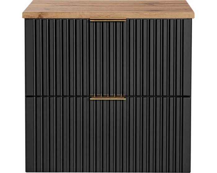 Závěsná skříňka pod umyvadlo Casad s deskou 60 cm černá/dub wotan