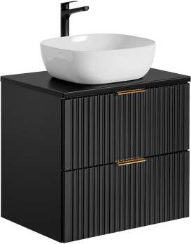 Závěsná skříňka Casad s deskou a umyvadlem 60 cm černá